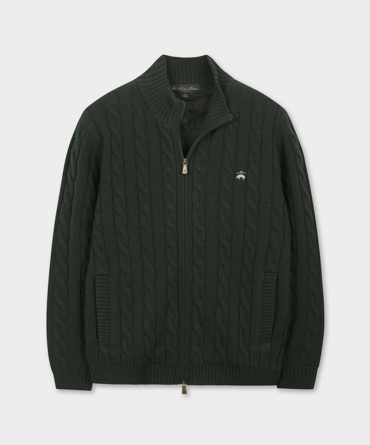 브룩스 브라더스(BROOKS BROTHERS) 케이블 집업 스웨터 (다크그린) (BBWCMBF406)
