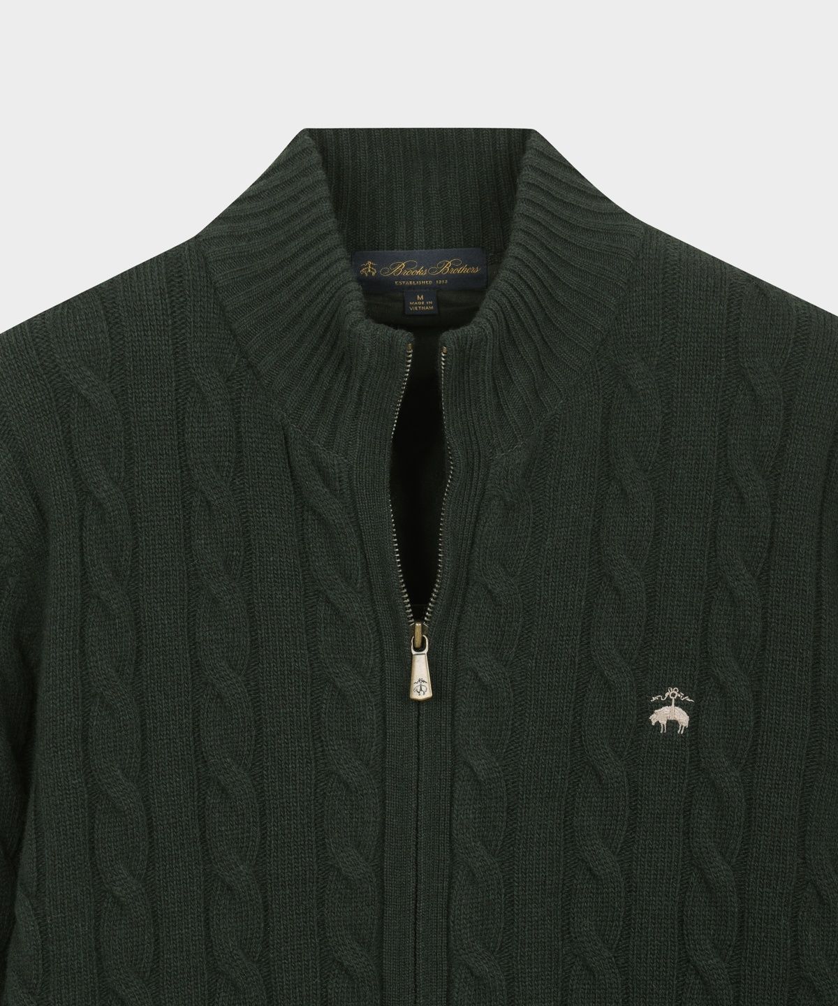 브룩스 브라더스(BROOKS BROTHERS) 케이블 집업 스웨터 (다크그린) (BBWCMBF406)