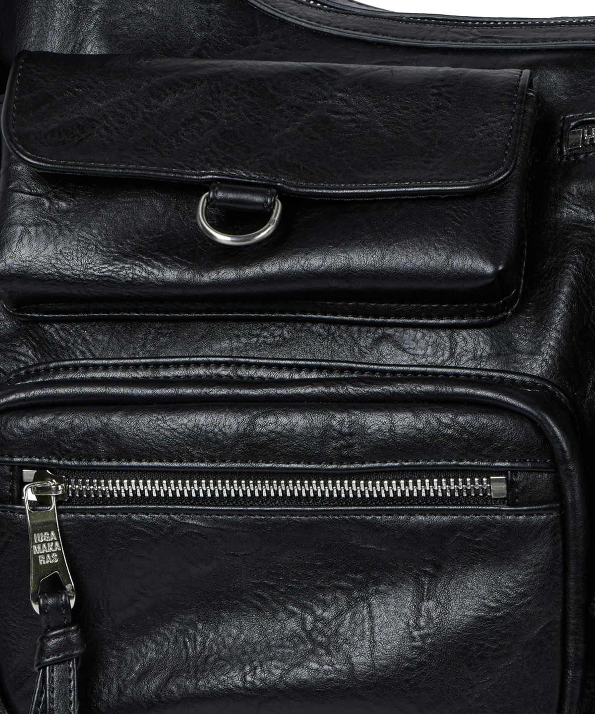 이우가마카라스(IUGAMAKARAS) Multi Pocket Leather Bag (Black)