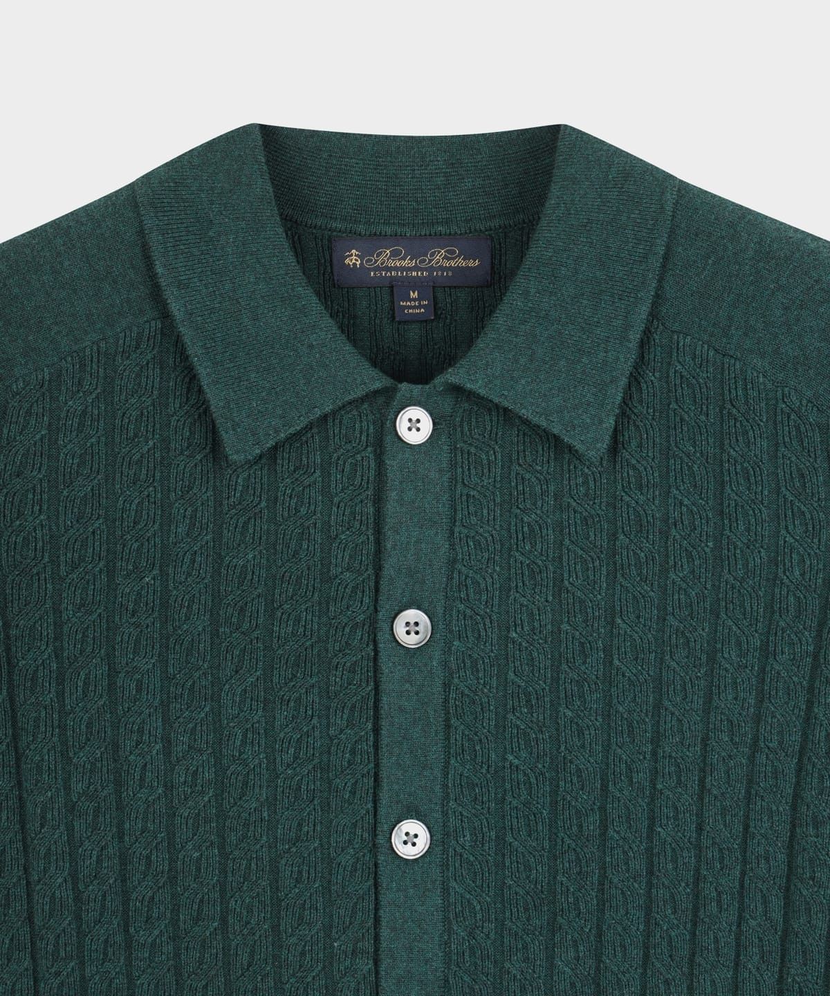 브룩스 브라더스(BROOKS BROTHERS) 코튼 케이블 폴로 가디건 (그린) (BBWCMMF302)