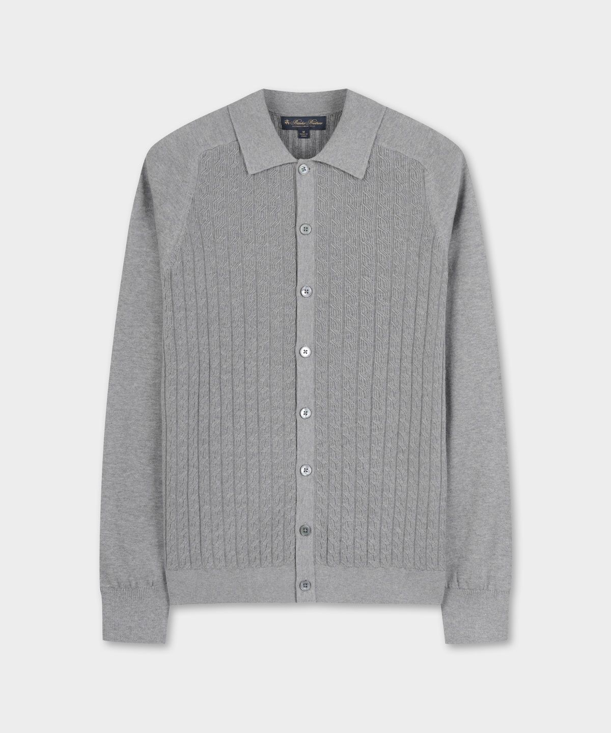 브룩스 브라더스(BROOKS BROTHERS) 코튼 케이블 폴로 가디건 (그레이) (BBWCMMF302)