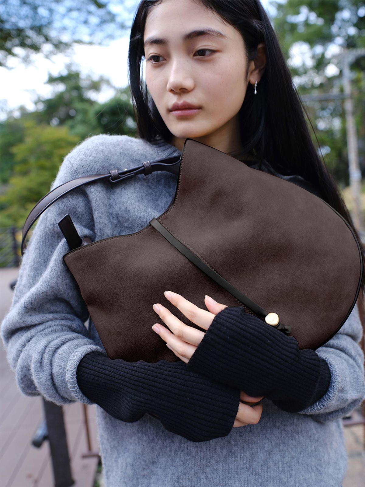 데누(DENU) [아울렛]Ova Hobo Bag [Suede Brown]