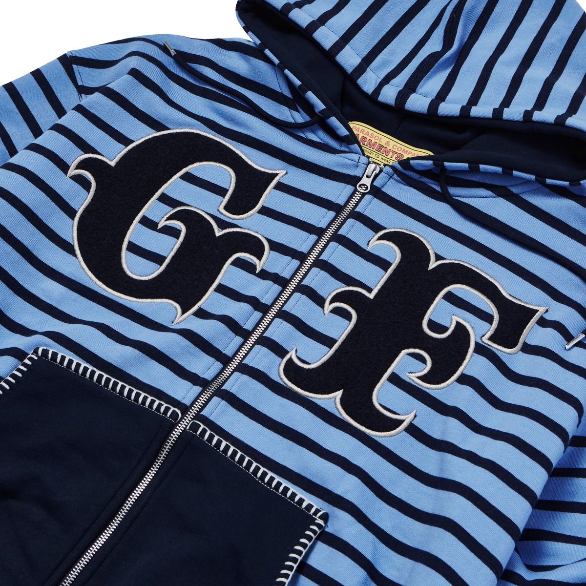 가먼츠팹(GARMENTS FAB) Big Patch Stripe Hoodie Zip Up (BLUE)