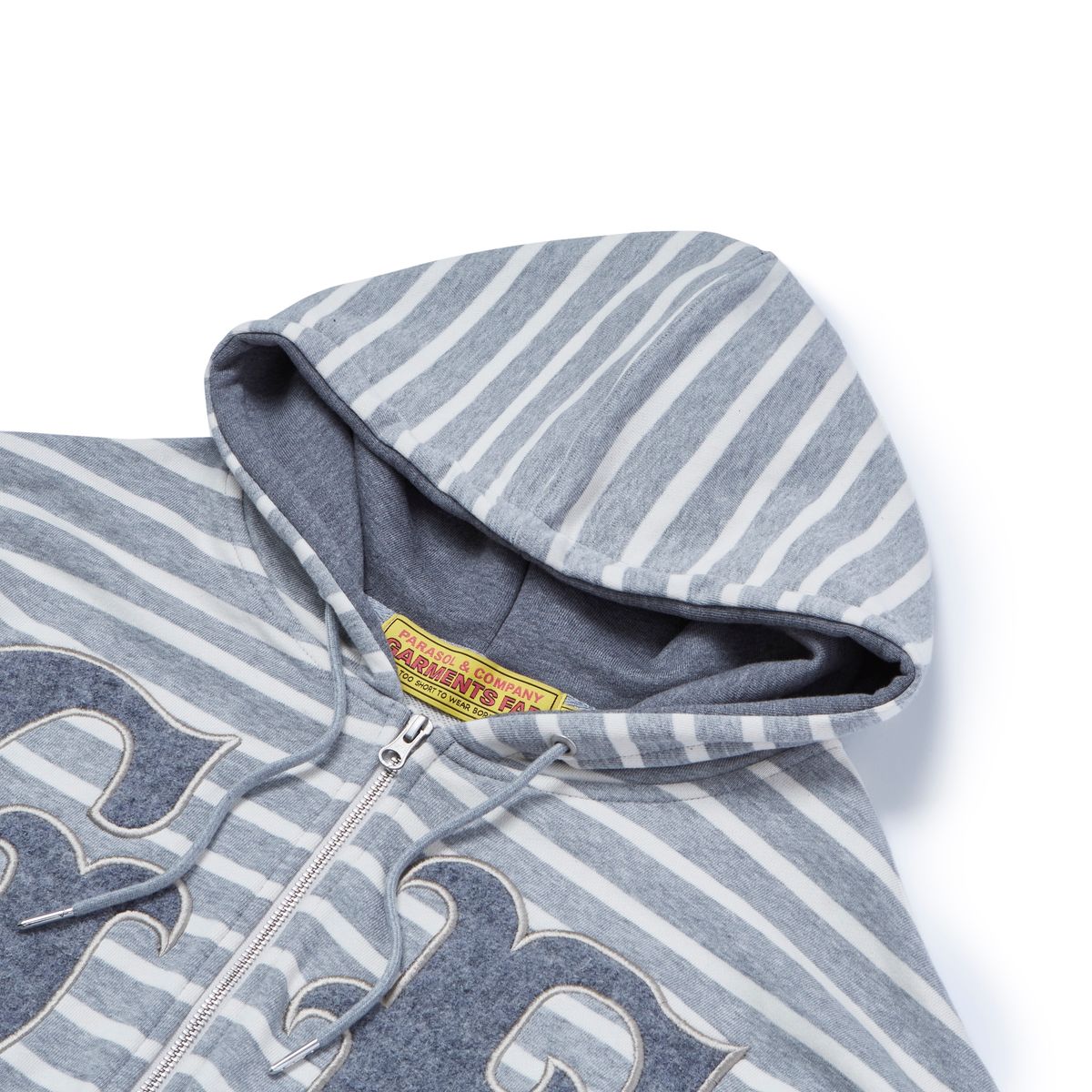 가먼츠팹(GARMENTS FAB) Big Patch Stripe Hoodie Zip Up (MELANGE GRAY)
