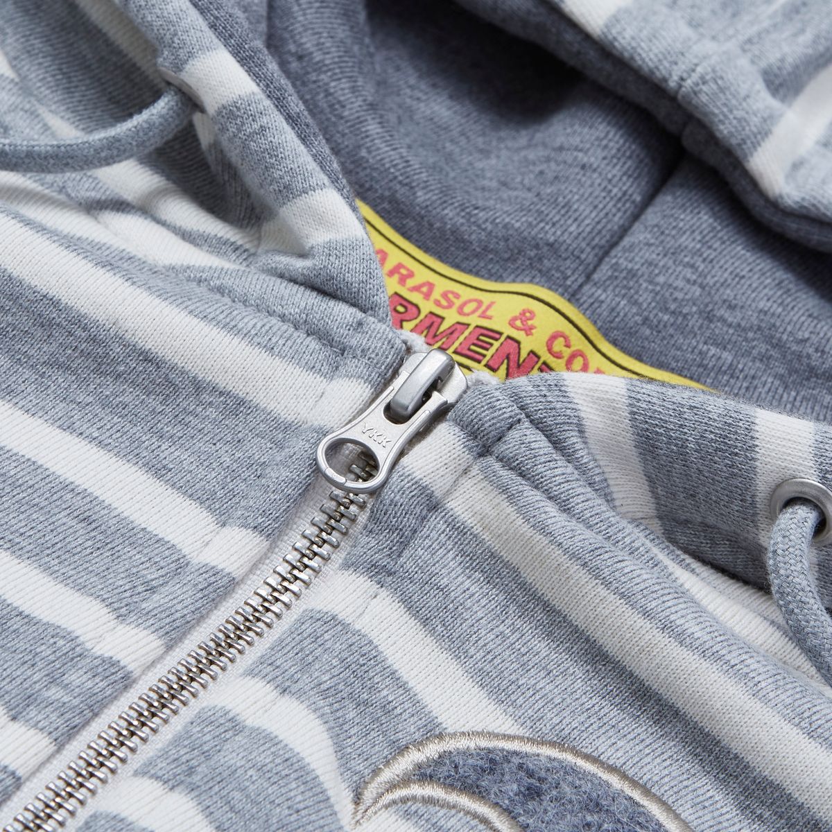 가먼츠팹(GARMENTS FAB) Big Patch Stripe Hoodie Zip Up (MELANGE GRAY)