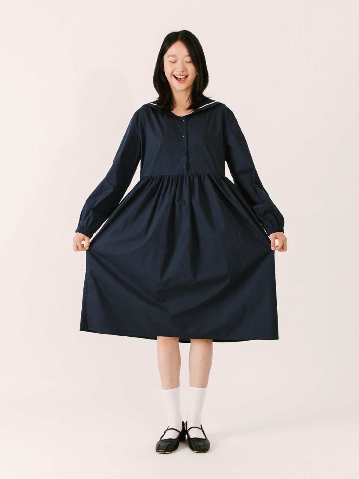 빈센트네이비(VINCENT NAVY) 포지타노 세일러 원피스_네이비
