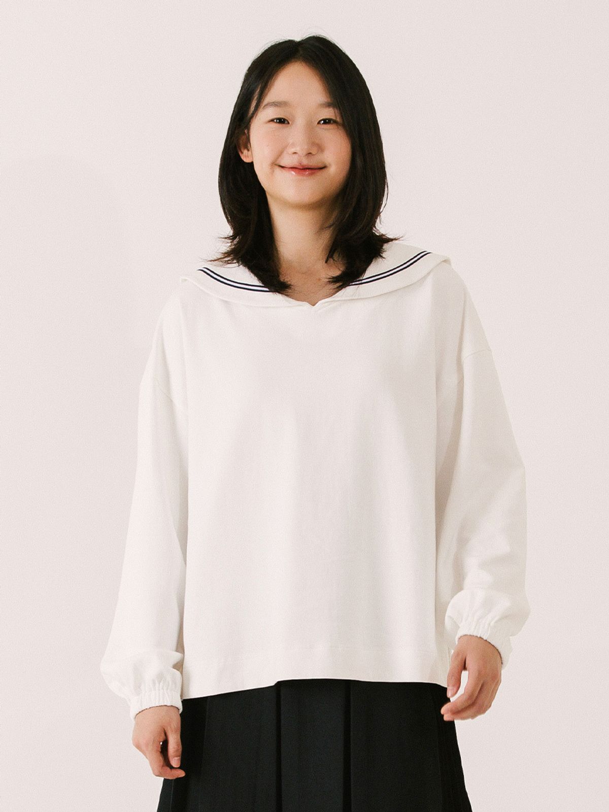 빈센트네이비(VINCENT NAVY) 별빛 세일러 풀오버_화이트