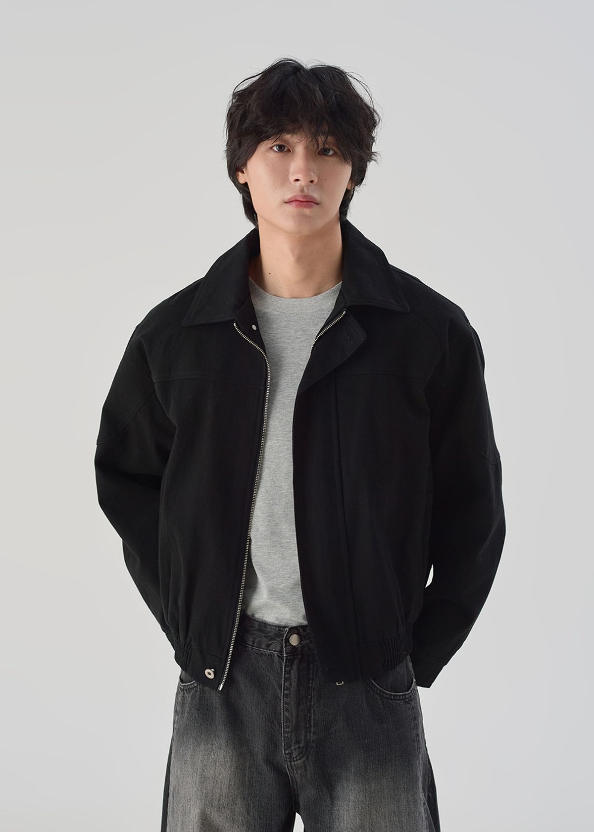 오우사(OWSA) 카라 절개 블루종 자켓 2color