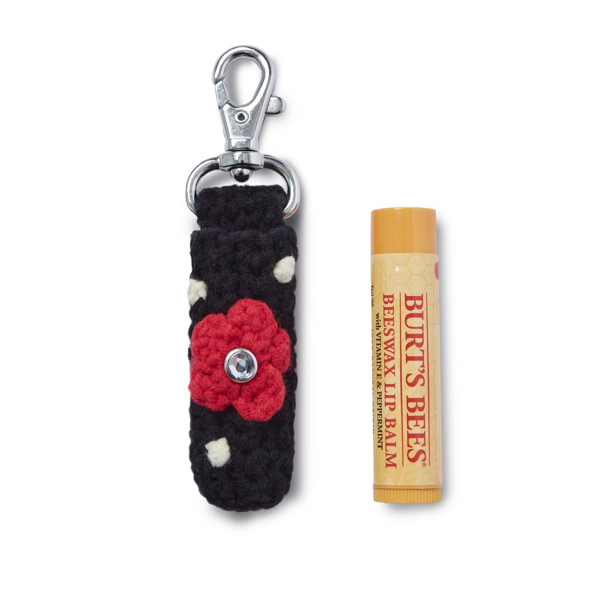 가먼츠팹(GARMENTS FAB) Flower Crochet Lip-Balm Keyring (BLACK)