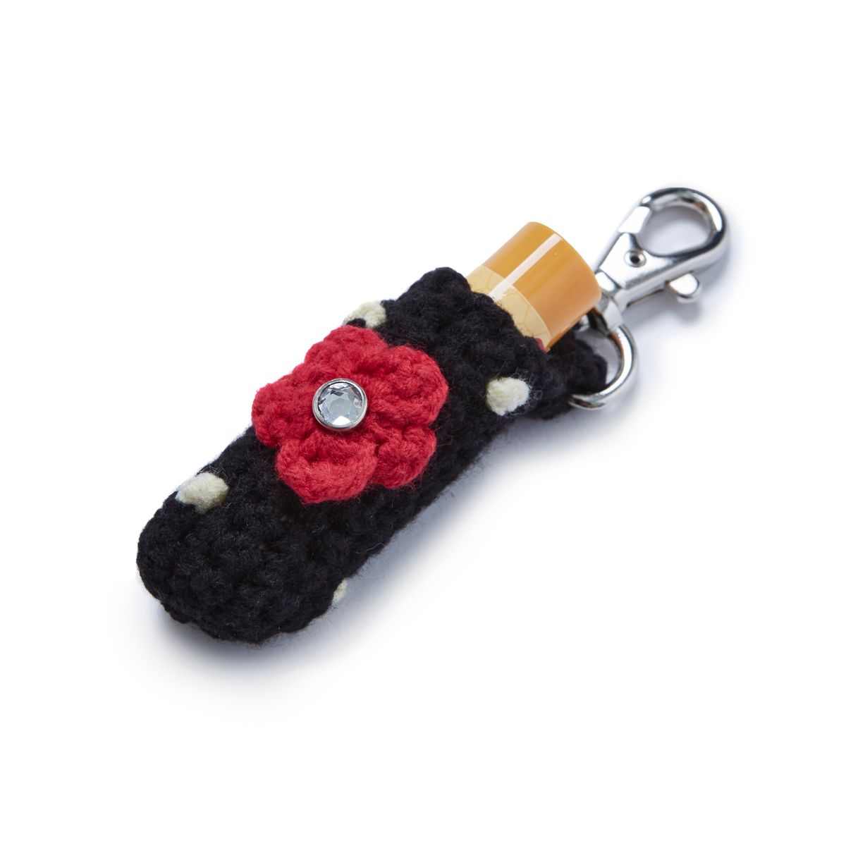 가먼츠팹(GARMENTS FAB) Flower Crochet Lip-Balm Keyring (BLACK)