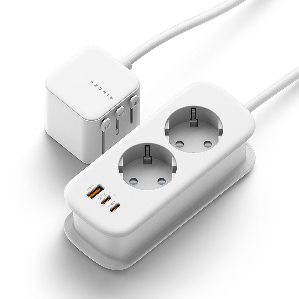 링케(RINGKE) 여행용 멀티탭 어댑터 해외 고속 충전 USB 멀티 포트 PD PPS 30W 1.8m 파우치