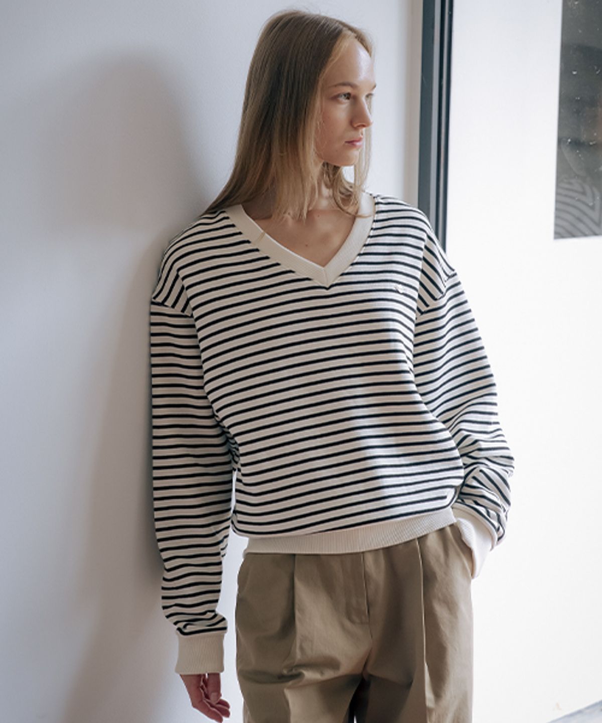 틸아이다이(TILL I DIE) Stripe V-neck fluff MTM [TIWT01LT13]_2color