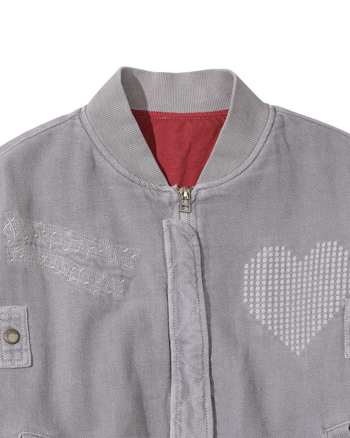 더뮤지엄비지터(THEMUSEUMVISITOR) HEART EMBROIDERY WASHED JACKET (LIGHT PURPLE)