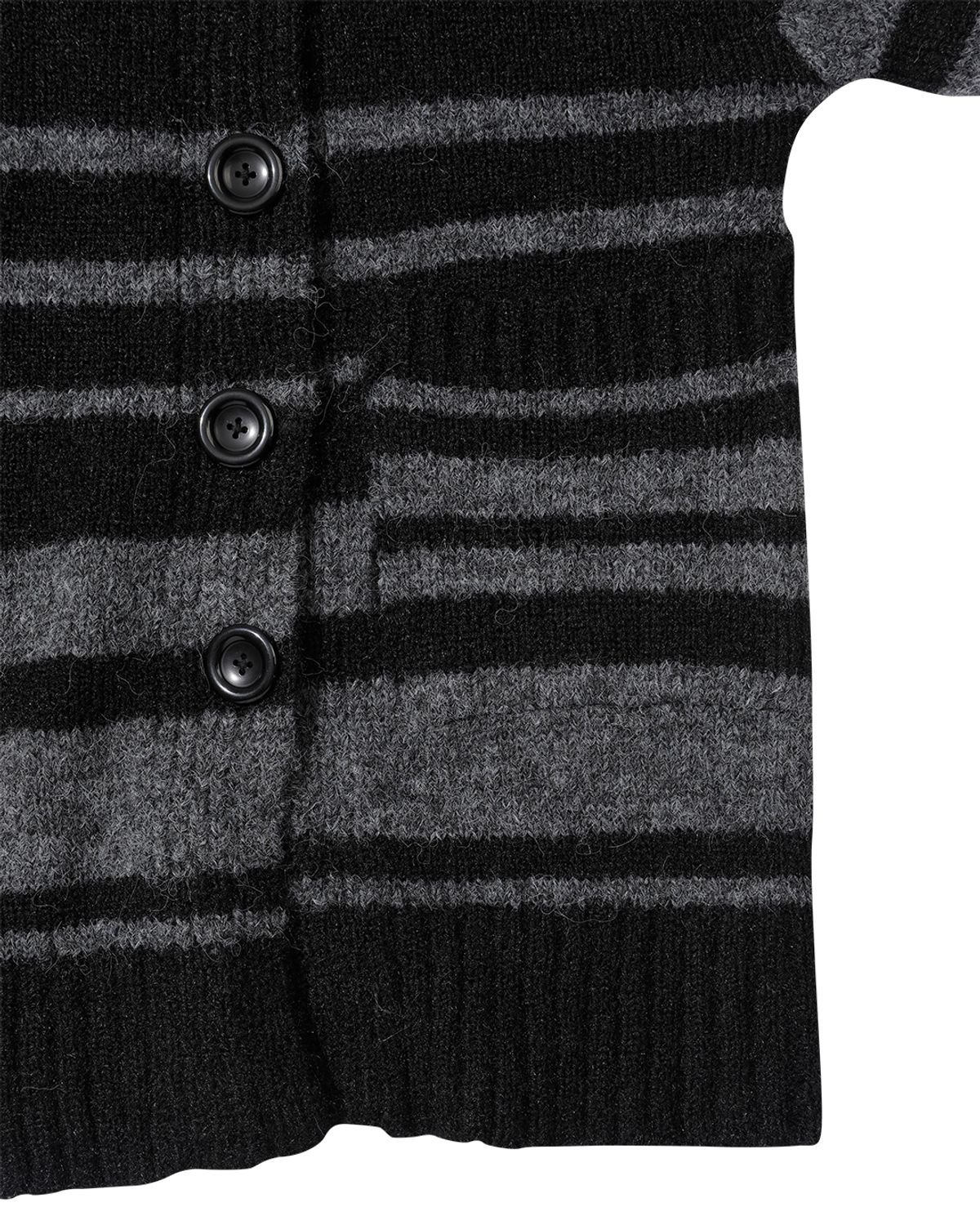 더뮤지엄비지터(THEMUSEUMVISITOR) STRIPE KNIT ZIPUP (BLACK)