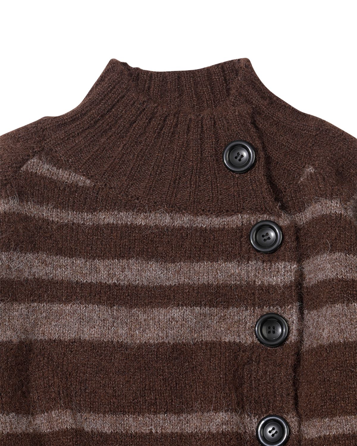 더뮤지엄비지터(THEMUSEUMVISITOR) STRIPE KNIT ZIPUP (BROWN)