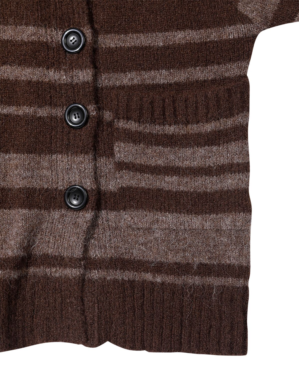 더뮤지엄비지터(THEMUSEUMVISITOR) STRIPE KNIT ZIPUP (BROWN)