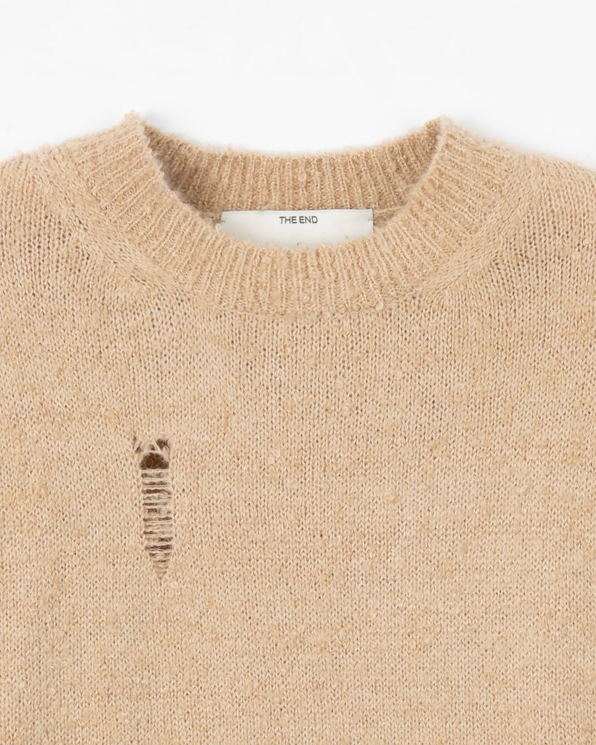 디앤드퀘스천(THEENDQUESTION) Damage knit top / BEIGE