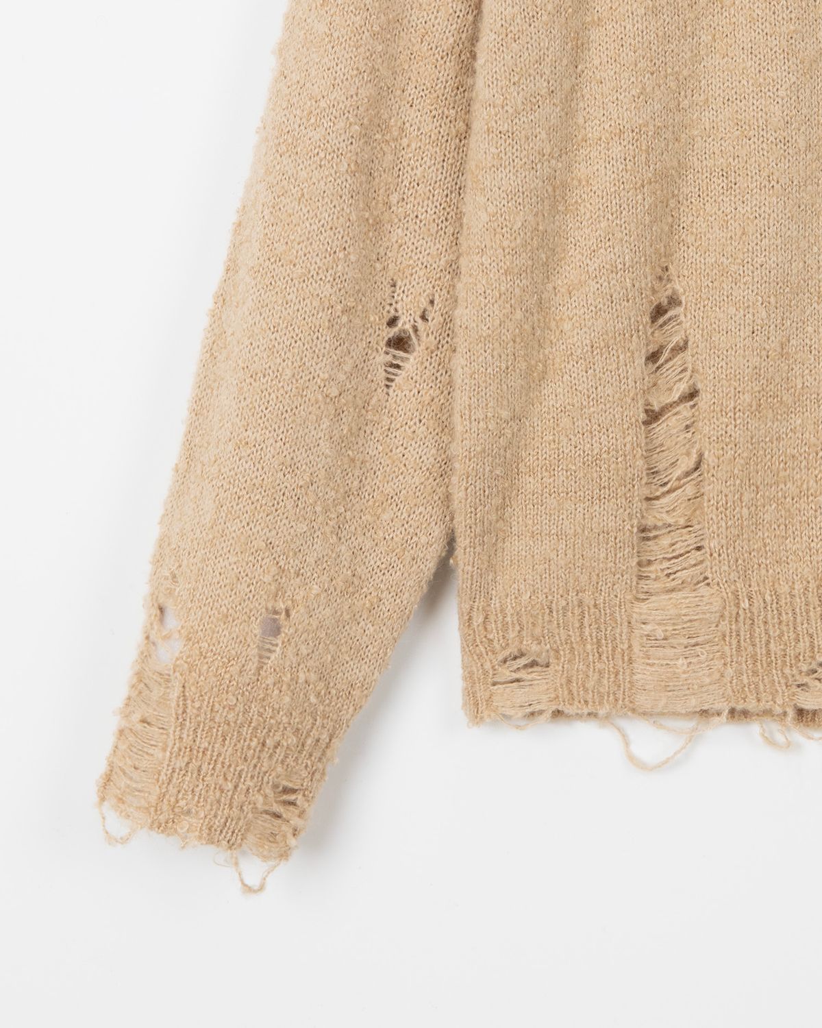 디앤드퀘스천(THEENDQUESTION) Damage knit top / BEIGE