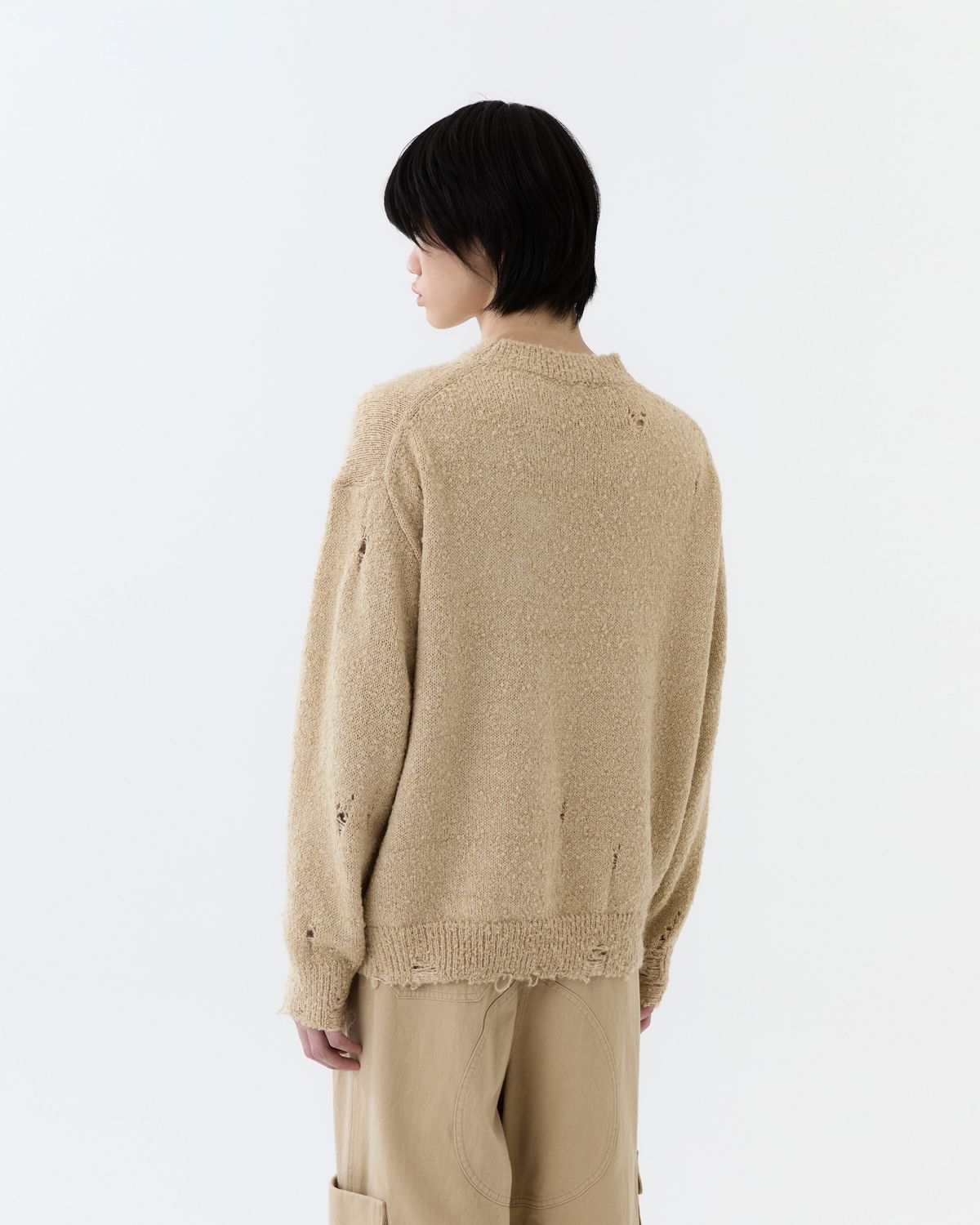 디앤드퀘스천(THEENDQUESTION) Damage knit top / BEIGE