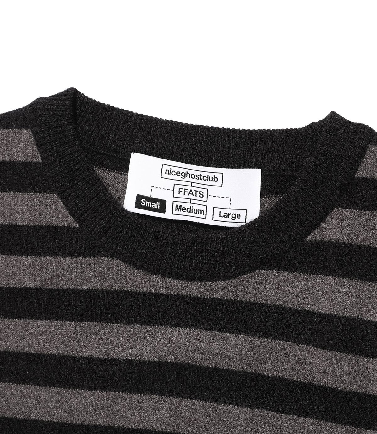 나이스고스트클럽(NICEGHOSTCLUB) FFATS STRIPE FRILL KNIT_BLACK(NG2FFUK685A)