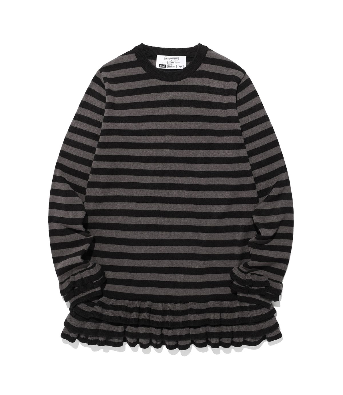 나이스고스트클럽(NICEGHOSTCLUB) FFATS STRIPE FRILL KNIT_BLACK(NG2FFUK685A)