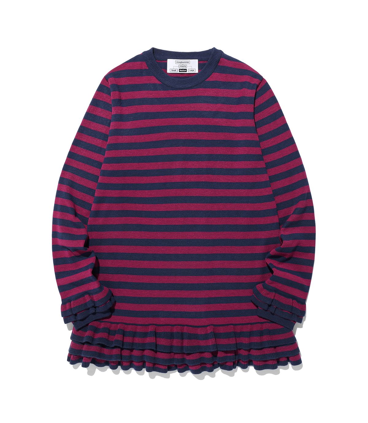 나이스고스트클럽(NICEGHOSTCLUB) FFATS STRIPE FRILL KNIT_PURPLE(NG2FFUK685A)
