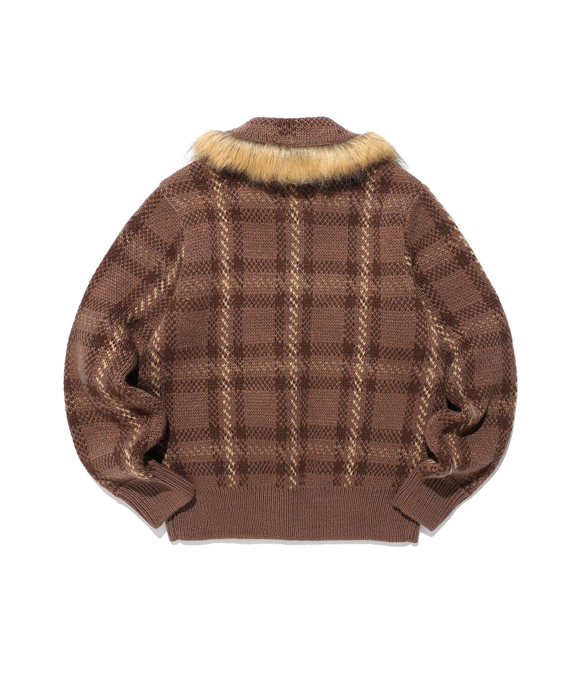 나이스고스트클럽(NICEGHOSTCLUB) FFATS CHECK FUR CARDIGAN_BROWN(NG2FFUK684A)