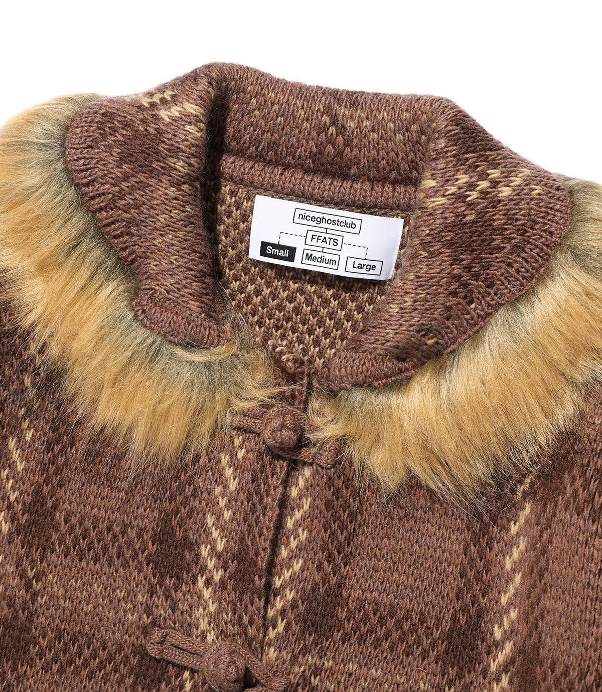 나이스고스트클럽(NICEGHOSTCLUB) FFATS CHECK FUR CARDIGAN_BROWN(NG2FFUK684A)