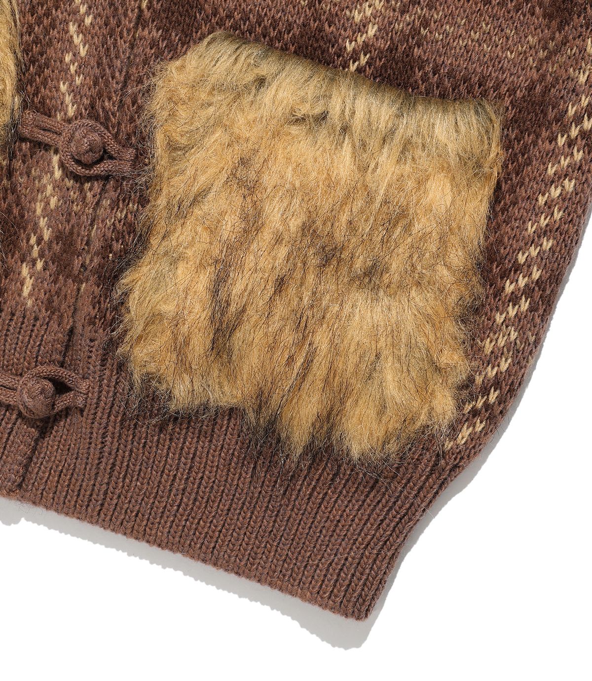 나이스고스트클럽(NICEGHOSTCLUB) FFATS CHECK FUR CARDIGAN_BROWN(NG2FFUK684A)