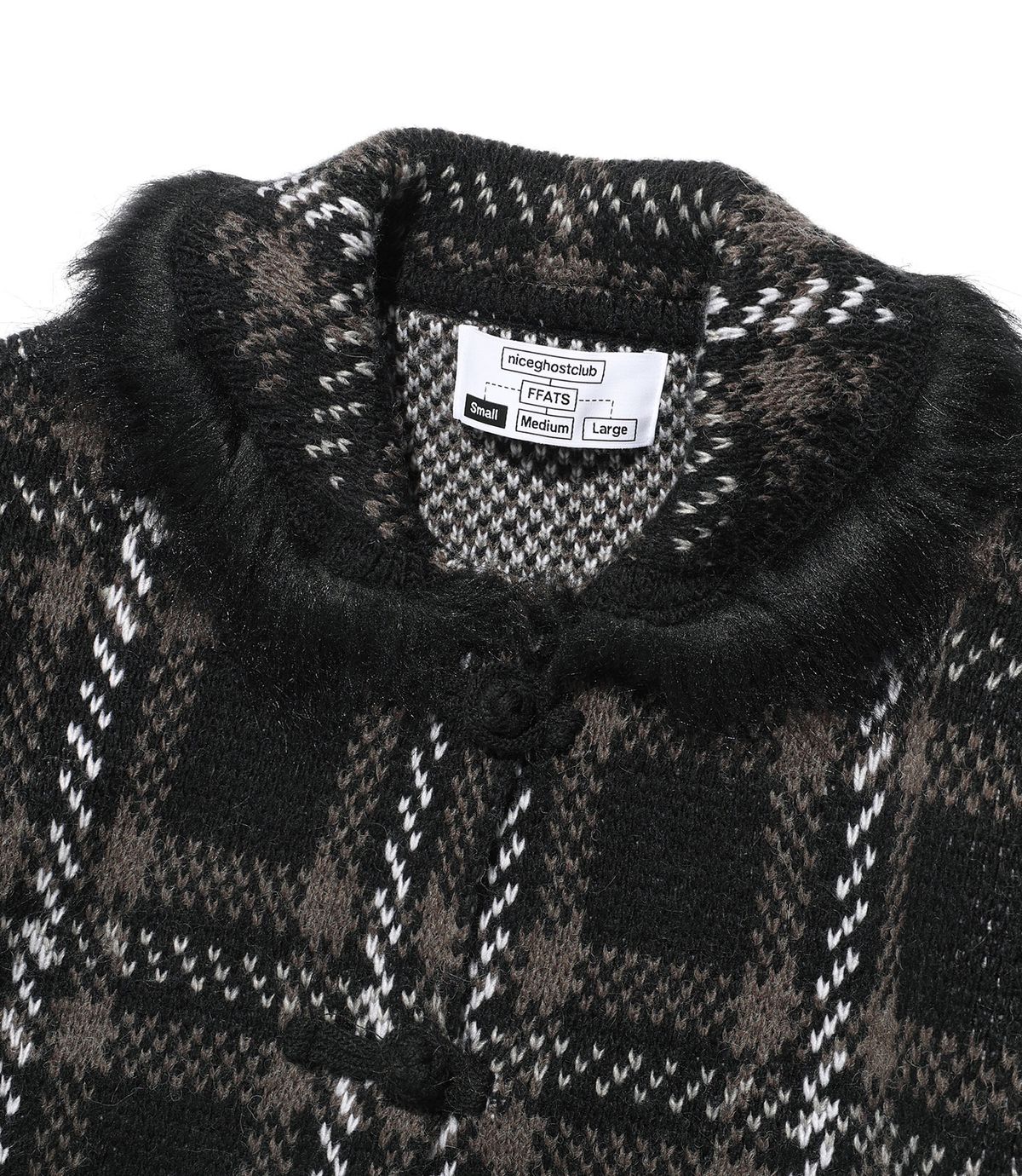 나이스고스트클럽(NICEGHOSTCLUB) FFATS CHECK FUR CARDIGAN_BLACK(NG2FFUK684A)
