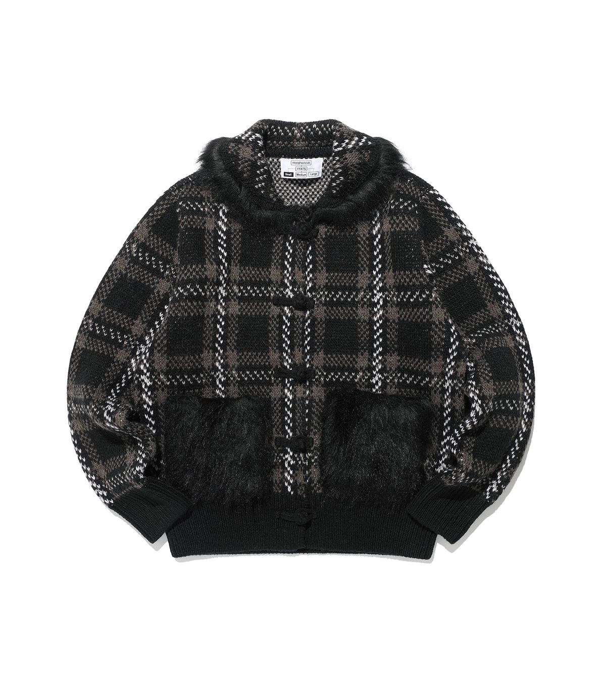 나이스고스트클럽(NICEGHOSTCLUB) FFATS CHECK FUR CARDIGAN_BLACK(NG2FFUK684A)
