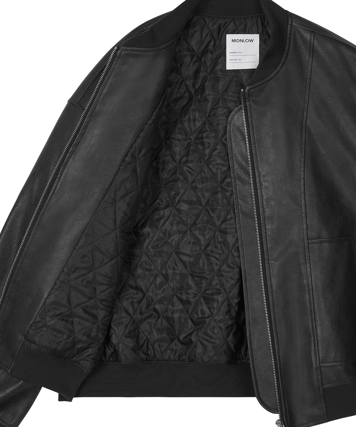 미드앤로우(MIDNLOW) 오버사이즈 가죽 블루종 (Black)