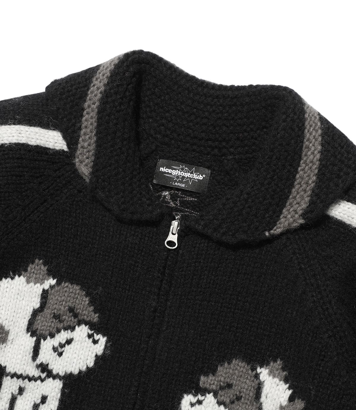 나이스고스트클럽(NICEGHOSTCLUB) DEVIL COWICHAN SWEATER_BLACK(NG2FFUK680A)