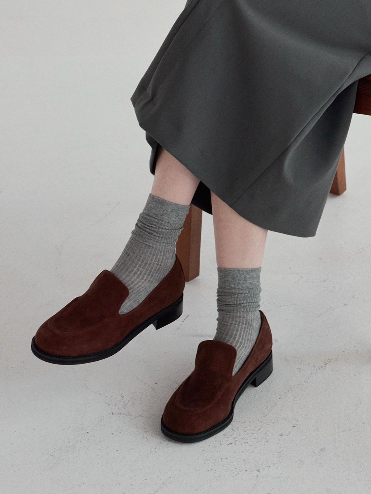 쥬다르(JEU DART) blanc round loafer suede brown