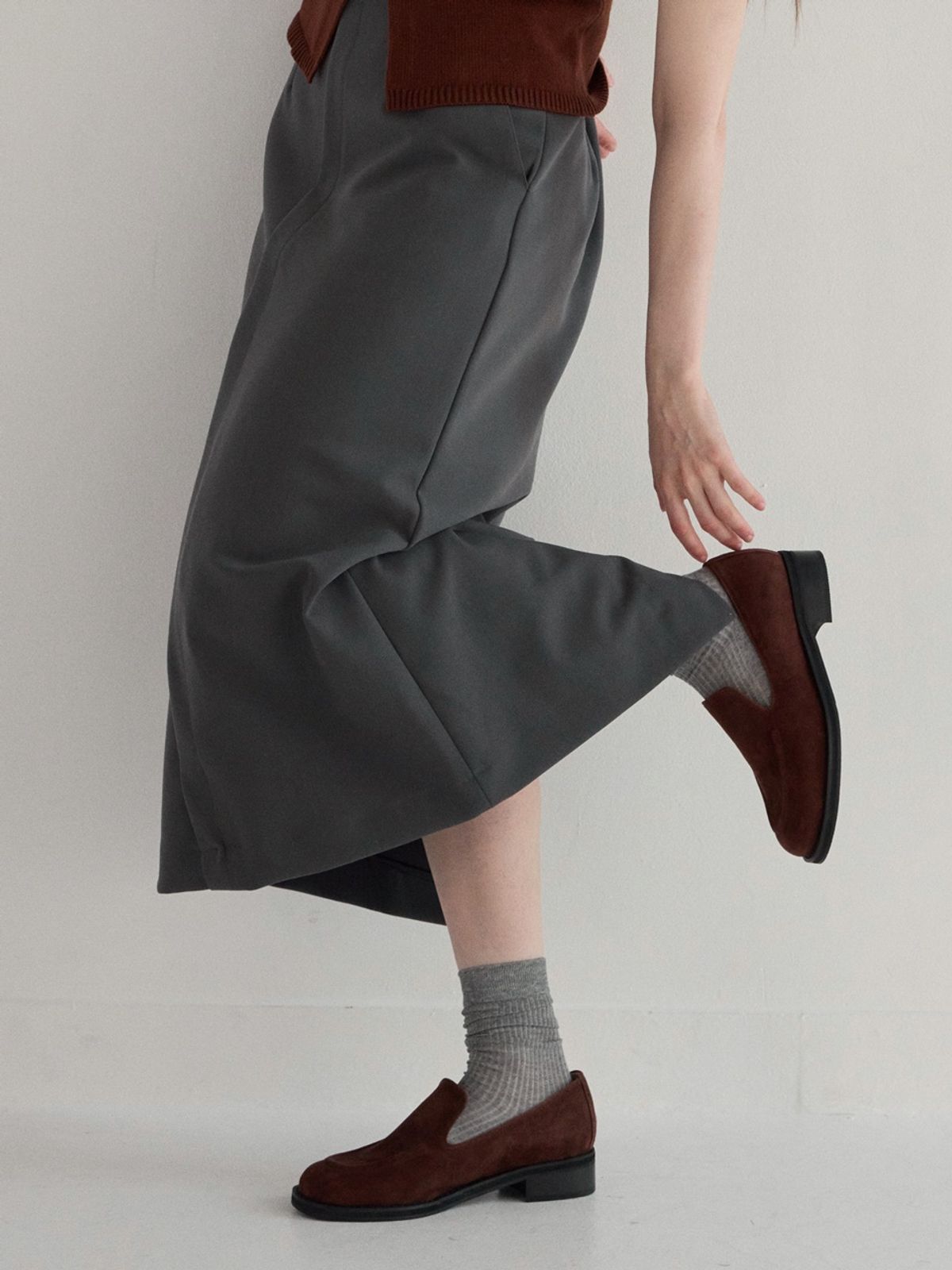 쥬다르(JEU DART) blanc round loafer suede brown
