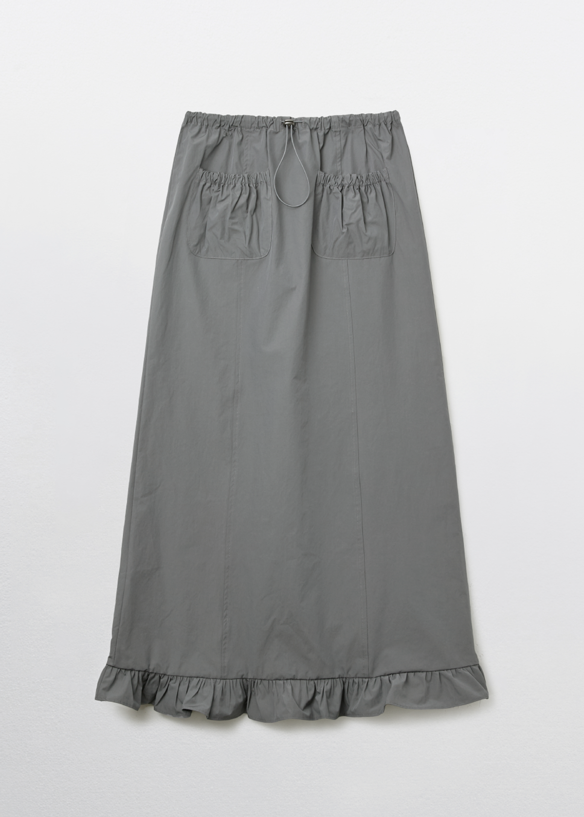 피브스피브스(PEEVES PEEVES) Frill Mermaid Maxi Skirt / Charcoal