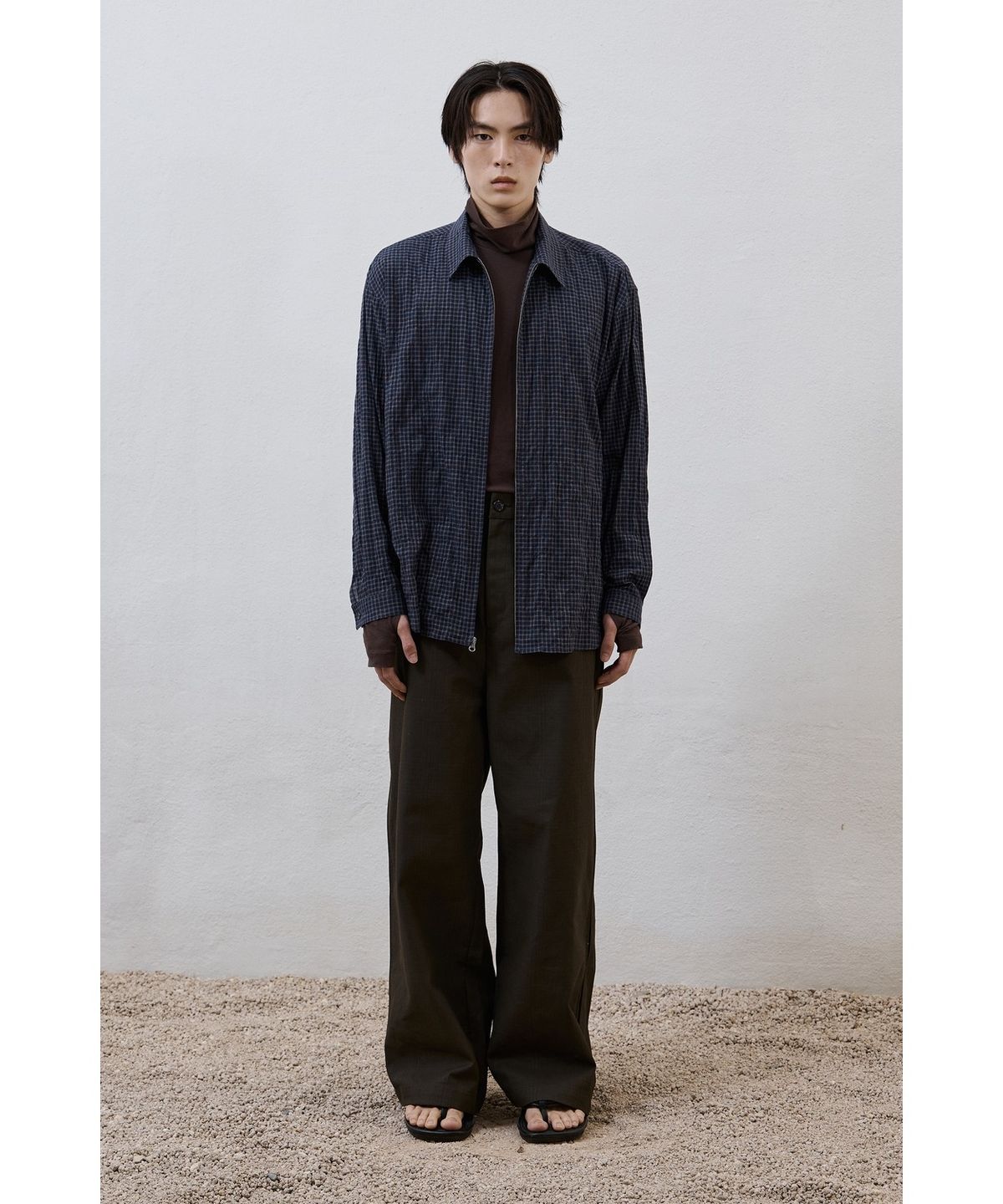 유스(YOUTH) Zipped Shirt - Navy Check