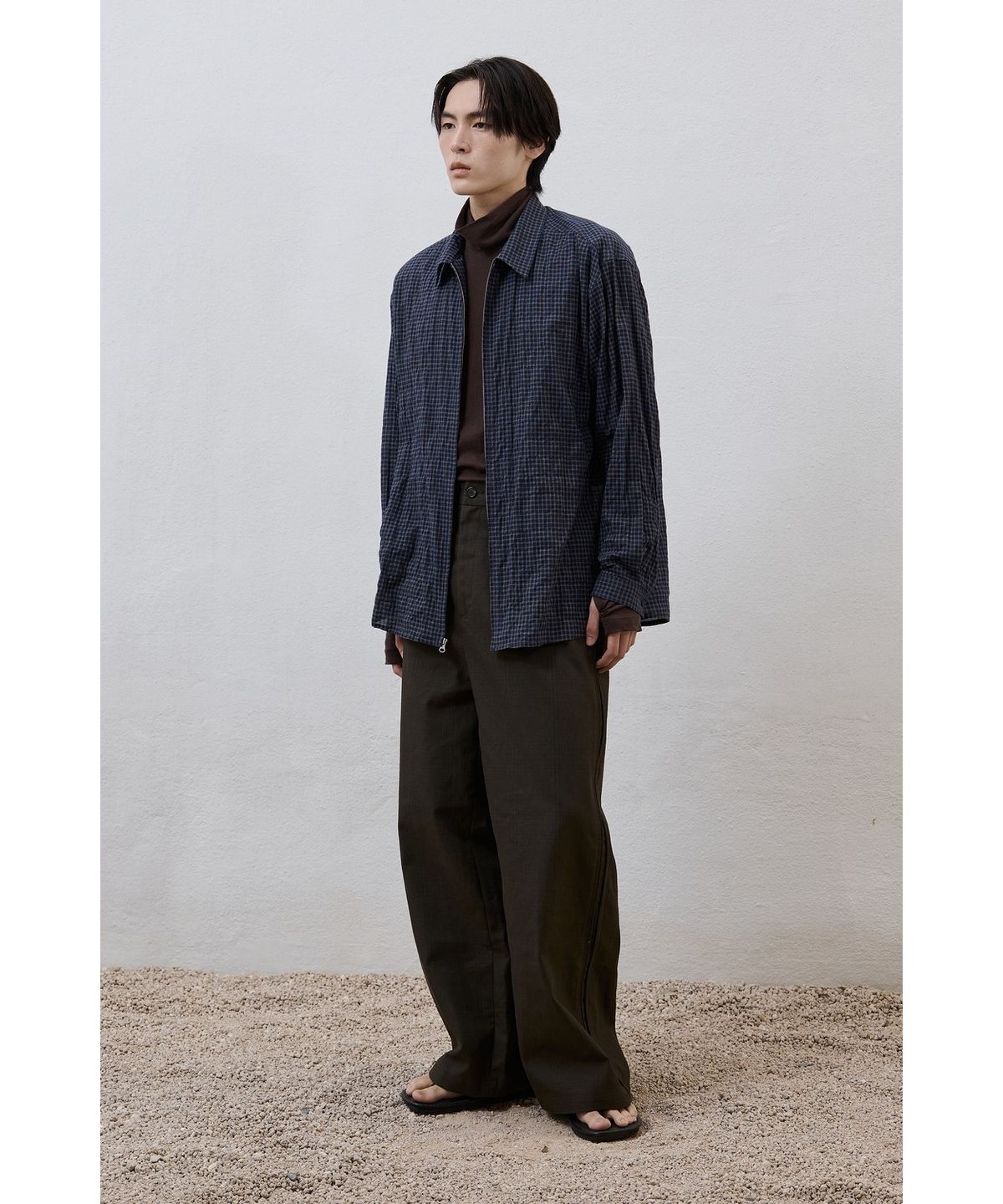 유스(YOUTH) Zipped Shirt - Navy Check