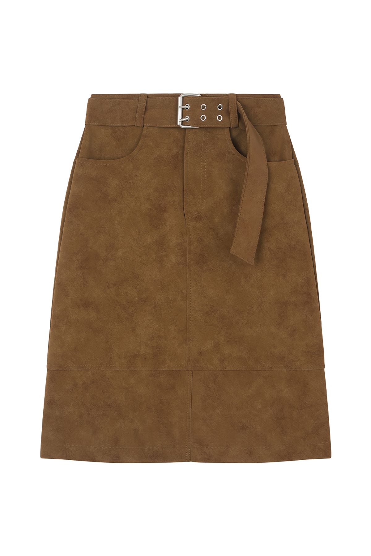 미드앤로우(MIDNLOW) Belted Leather Skirt