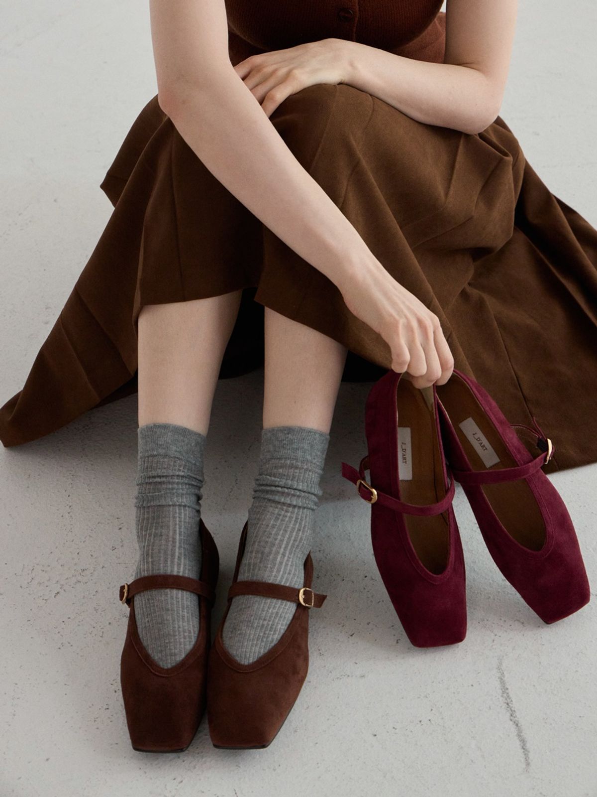 쥬다르(JEU DART) bruni maryjane flat  suede wine