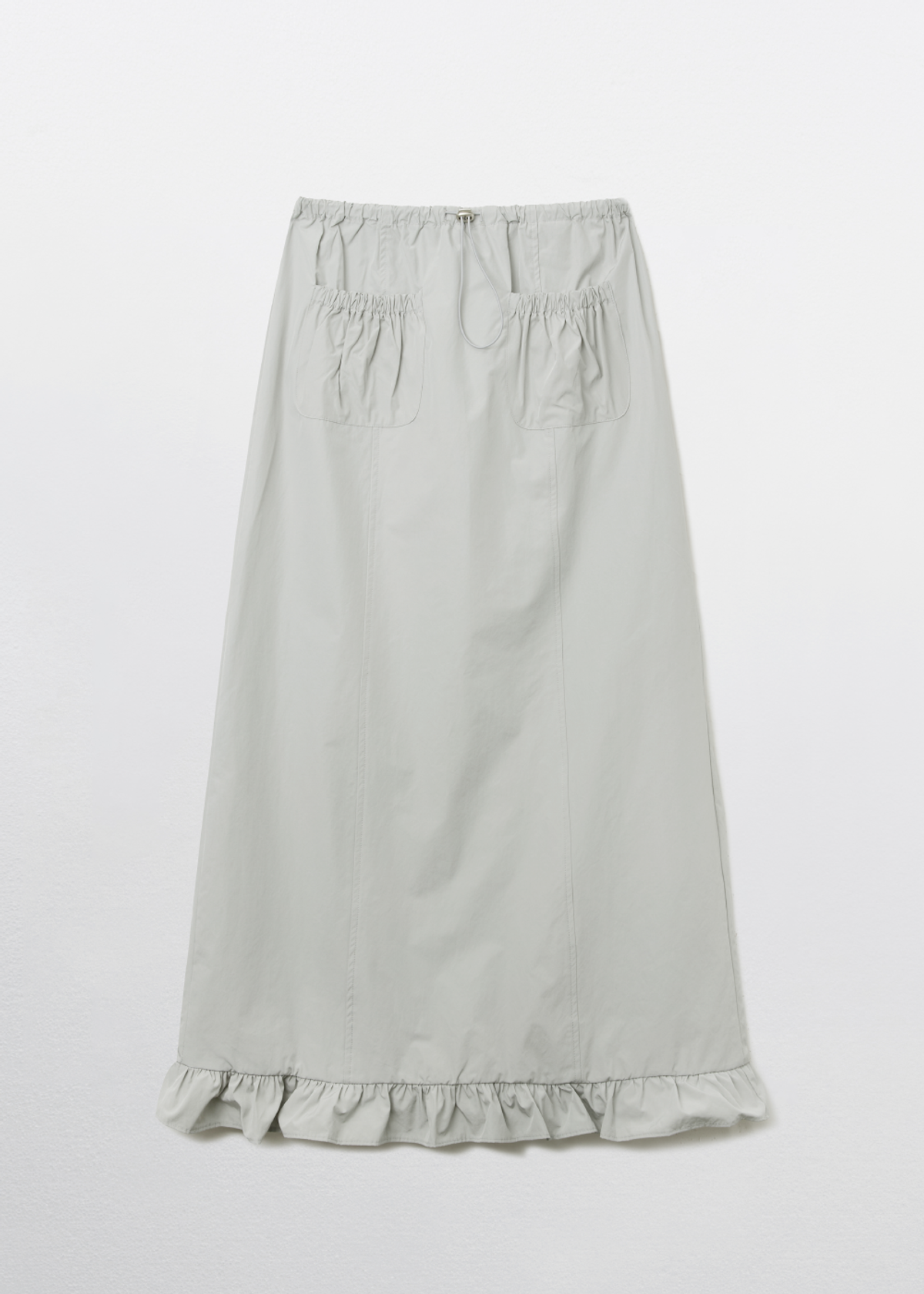 피브스피브스(PEEVES PEEVES) Frill Mermaid Maxi Skirt / Light Grey