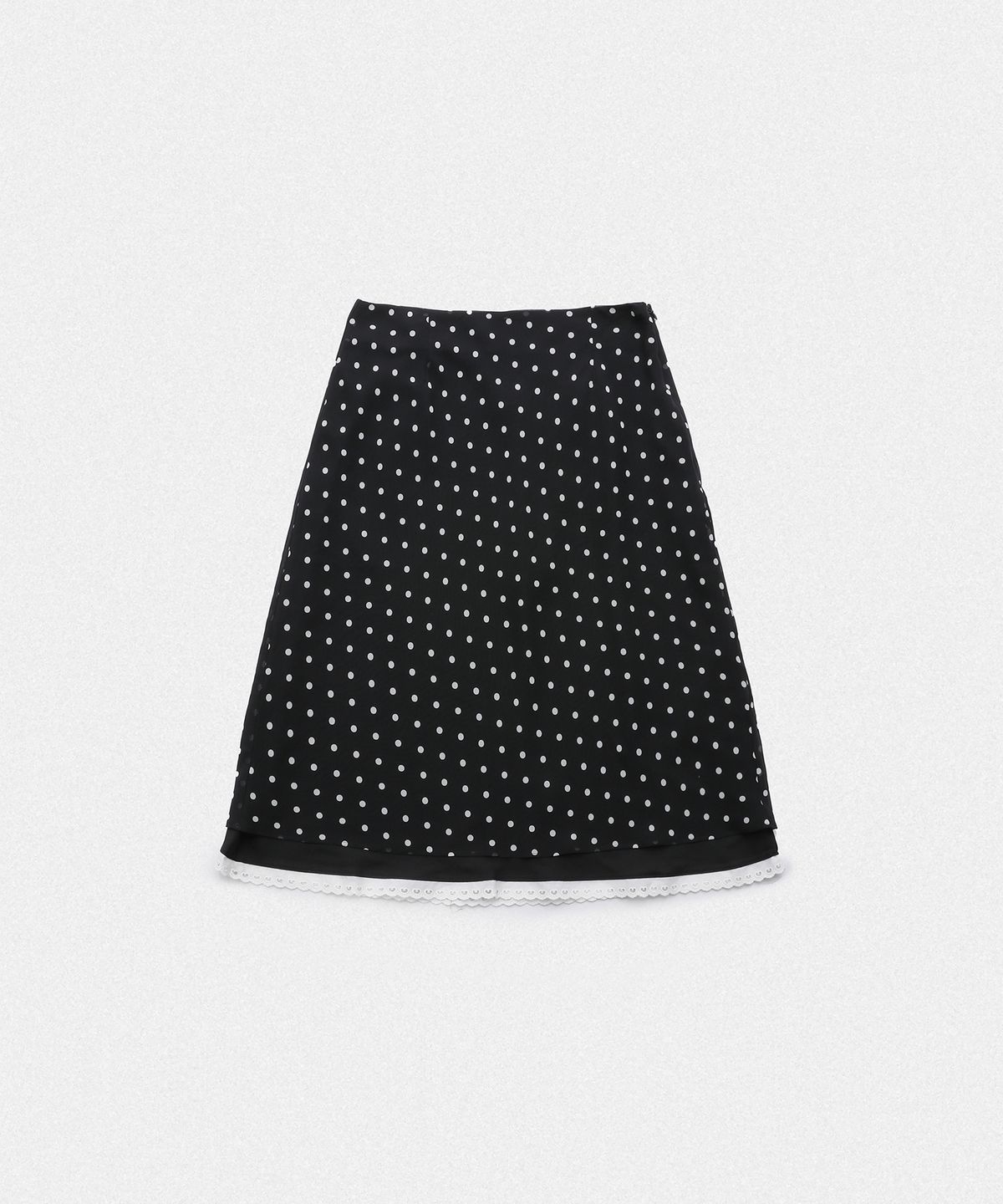 쎄미(SSEMI) CHIFFON DOT MIDI SKIRT(BK)
