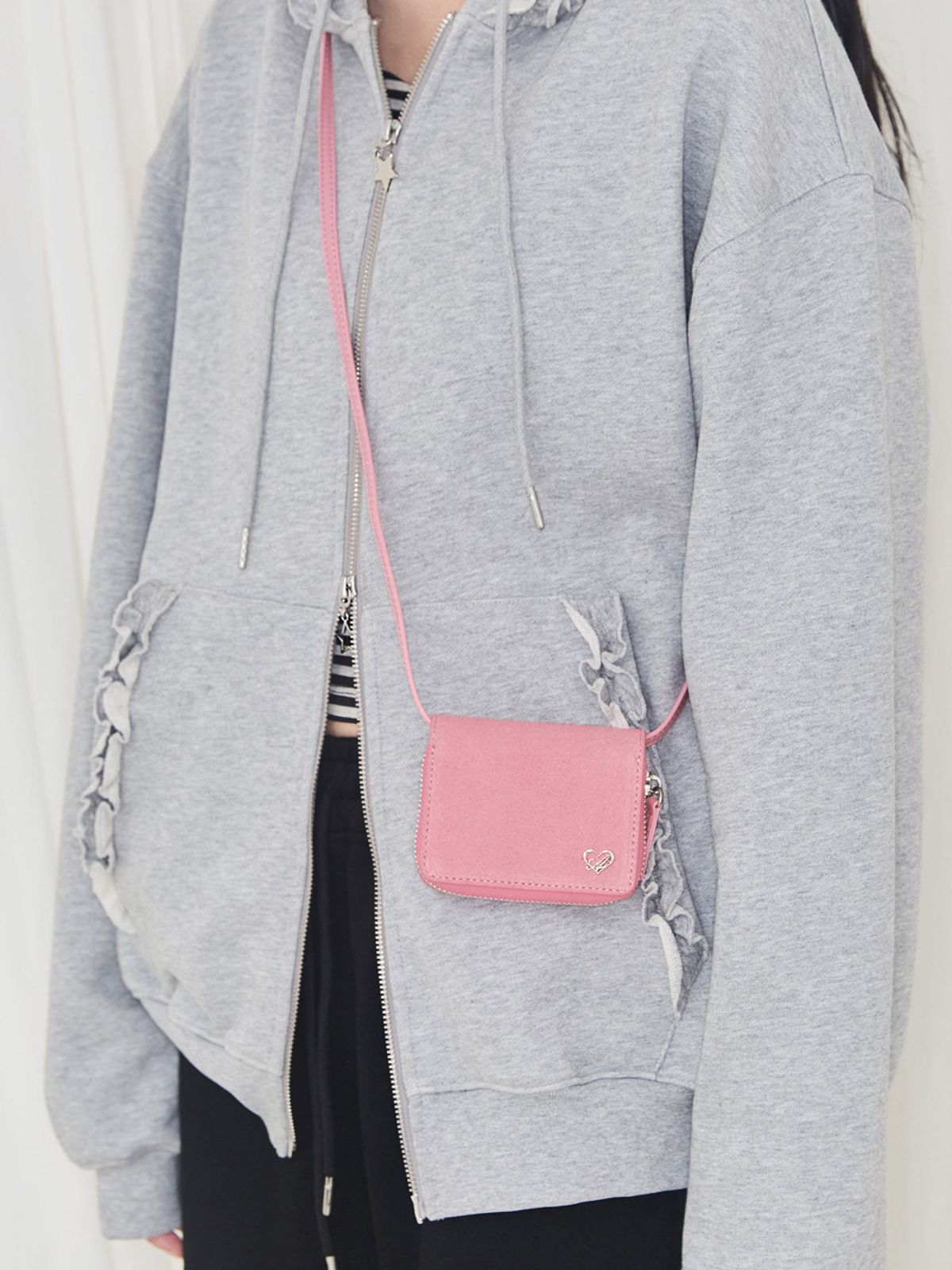 알키알카(ALKI ALKA) Zip Cross Wallet_Suede (Suede Pink)
