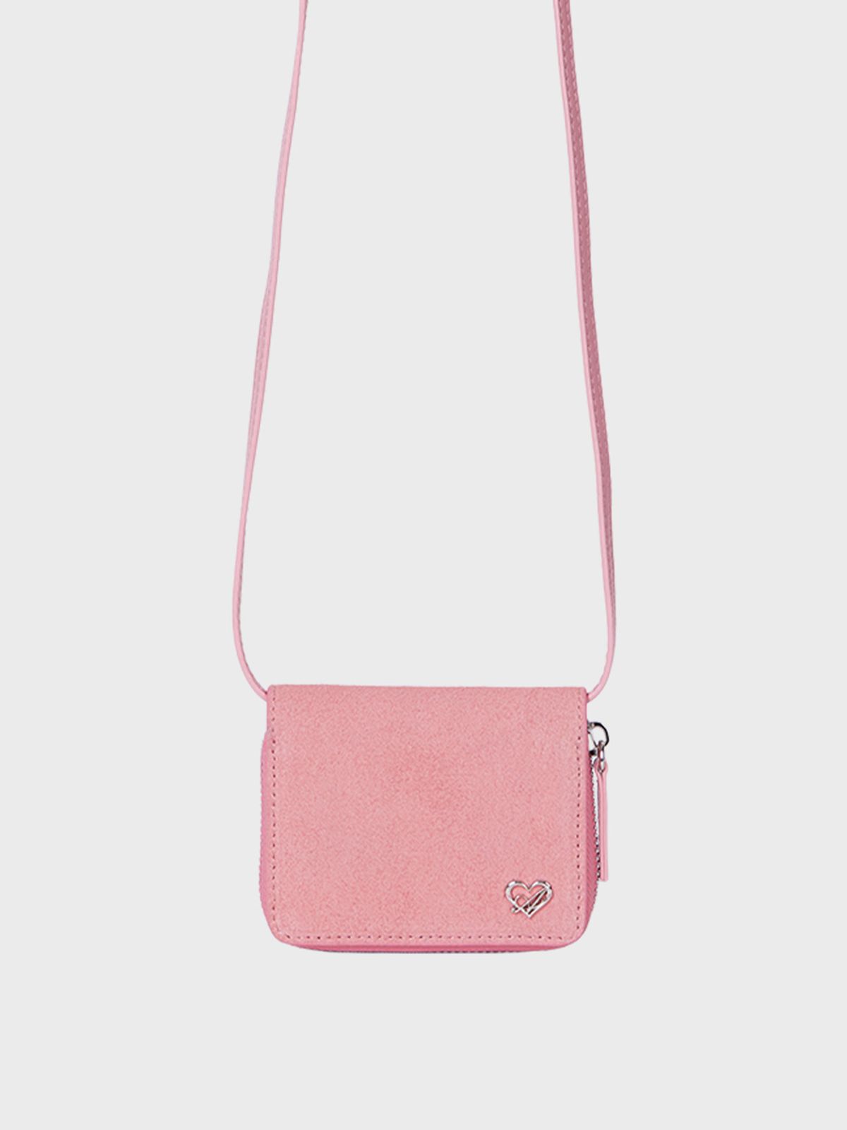 알키알카(ALKI ALKA) Zip Cross Wallet_Suede (Suede Pink)