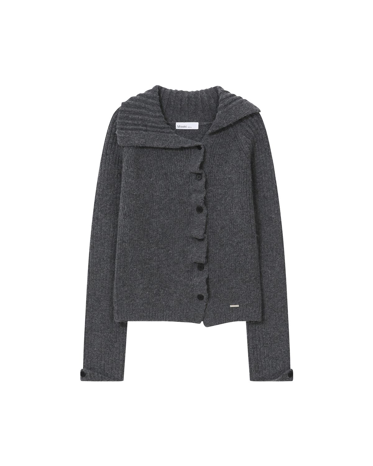 미세키서울(MISEKI SEOUL) Diagonal button ribbed knit GREY