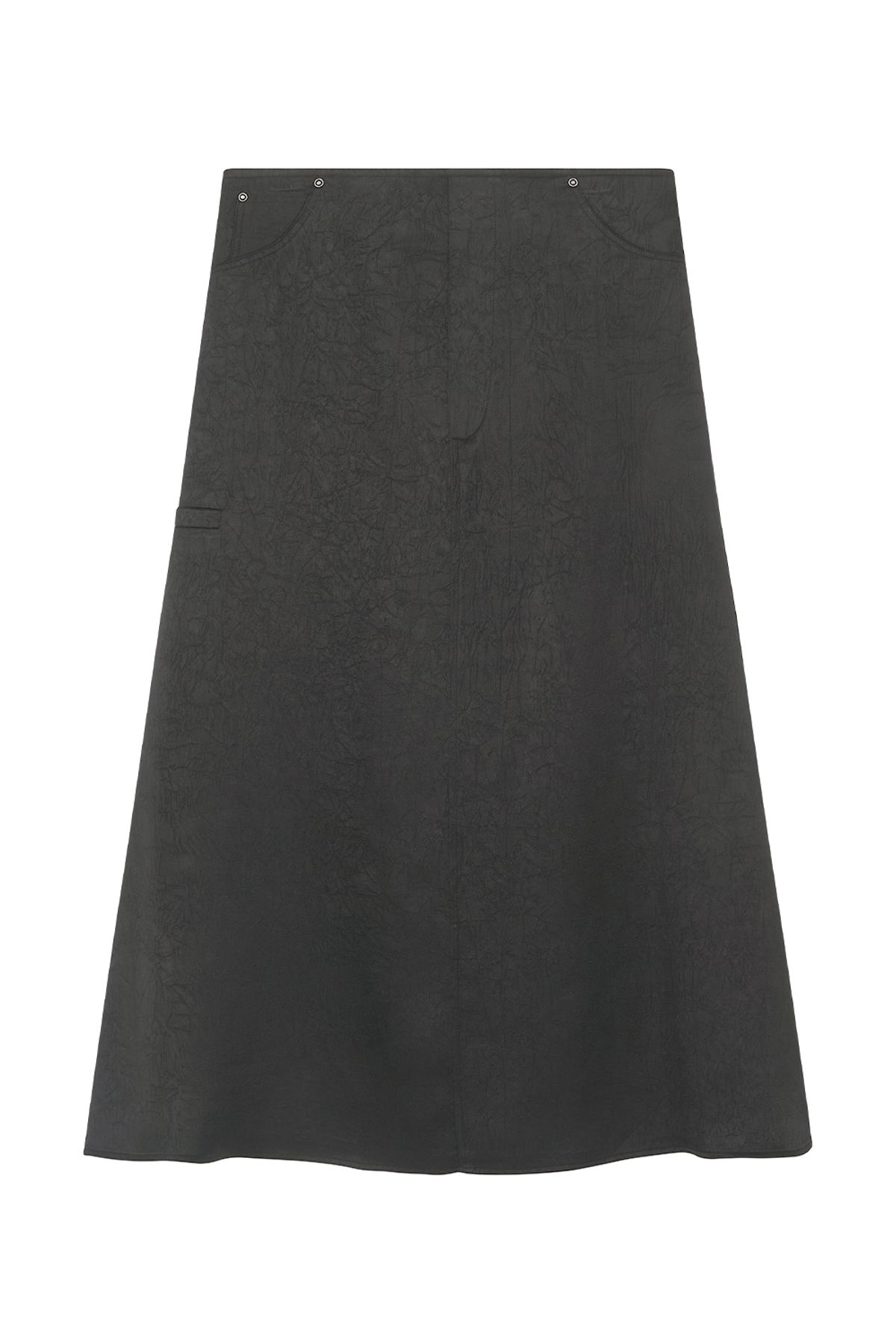 미드앤로우(MIDNLOW) Crease satin skirt (Black)