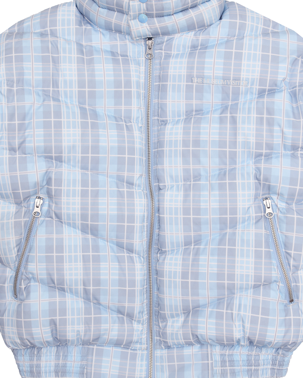 더뮤지엄비지터(THEMUSEUMVISITOR) CHECK DUCK DOWN JACKET (SKY BLUE)