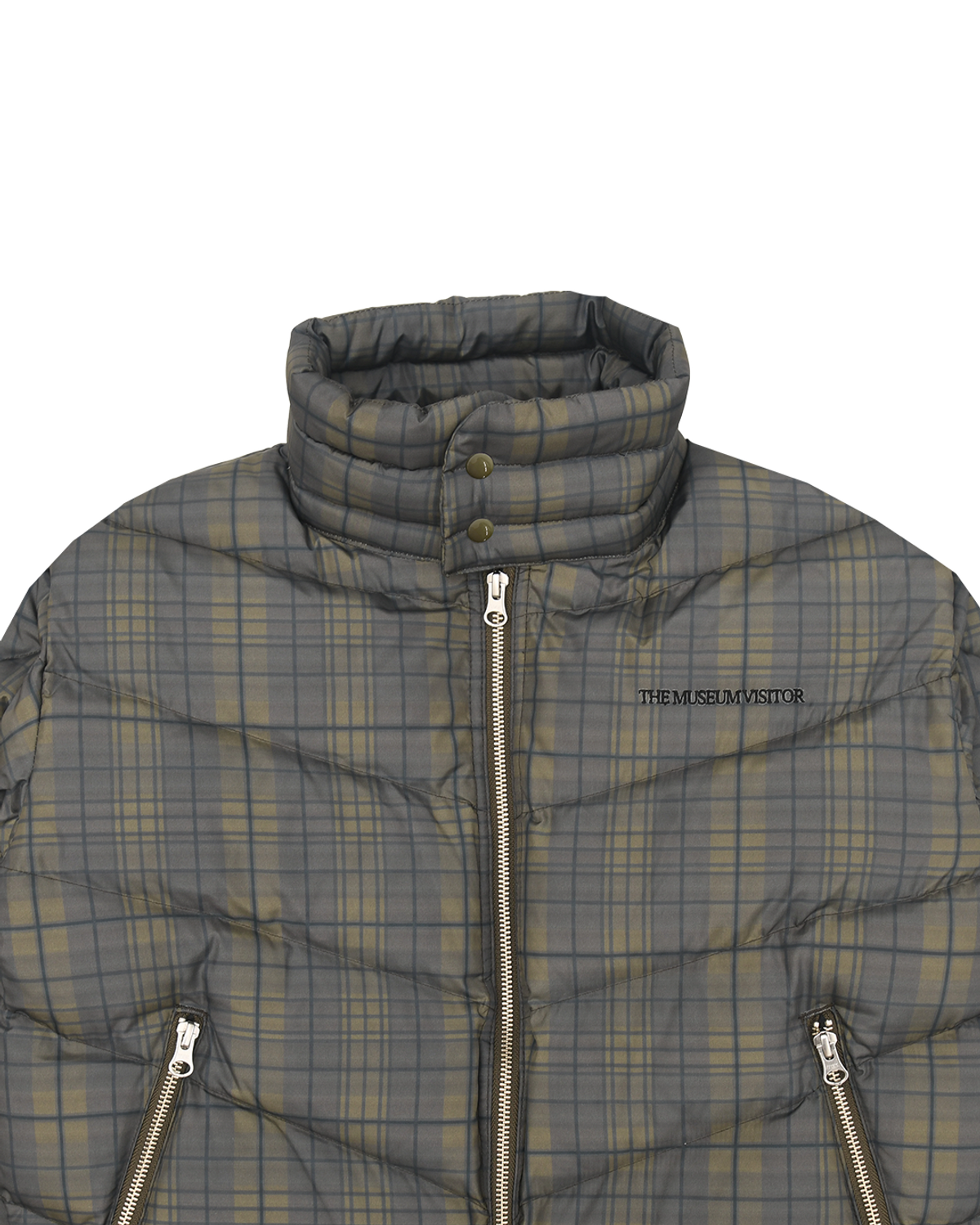 더뮤지엄비지터(THEMUSEUMVISITOR) CHECK DUCK DOWN JACKET (KHAKI)
