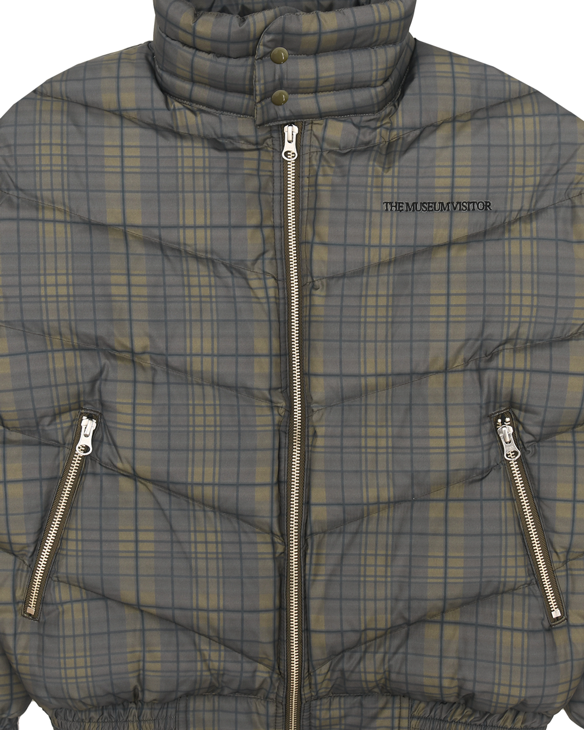더뮤지엄비지터(THEMUSEUMVISITOR) CHECK DUCK DOWN JACKET (KHAKI)