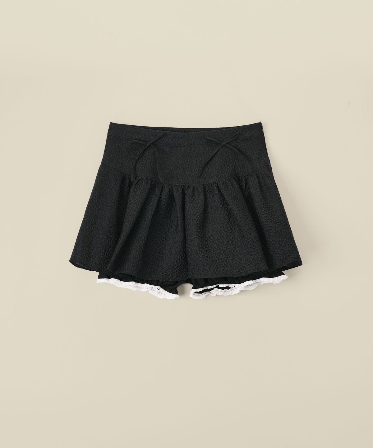 리메크(LIEMÉQUE) 리본 플레어 스커트 팬츠 블랙